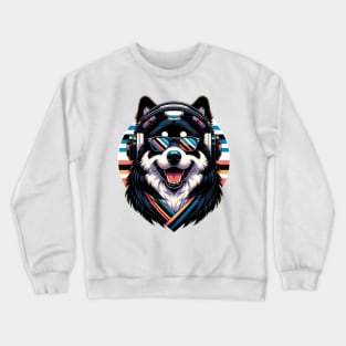 Croatian Sheepdog Smiling DJ with Headphones and Sunglasses Crewneck Sweatshirt